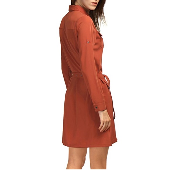 Blood Orange Multi Pocket Belted Boyfriend Dress - Picture 2 of 5